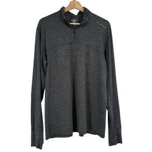 Brooks Running Mens Dash 1/4 Quarter Zip Top Size L Gray Long Sleeve Athletic